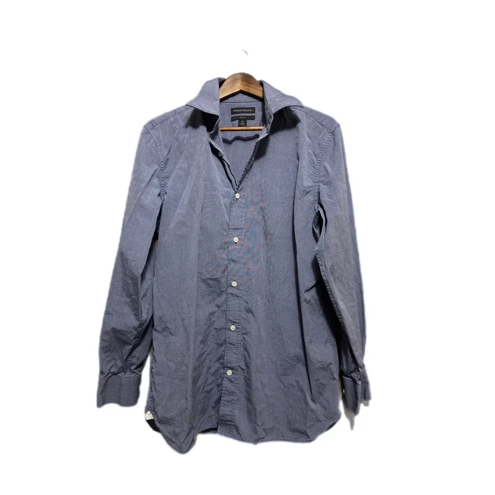 Banana Republic Button Down Mens M Blue Excellent Slim Fit Cotton Long Sleeve‎